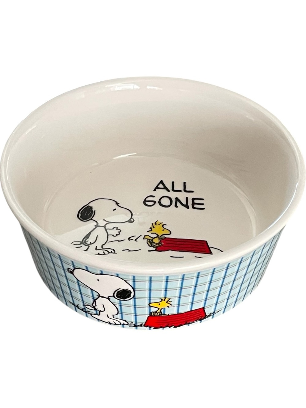 🆕 Peanuts Snoopy & Woodstock "All Gone" Ceramic Pet Bowl 5"
